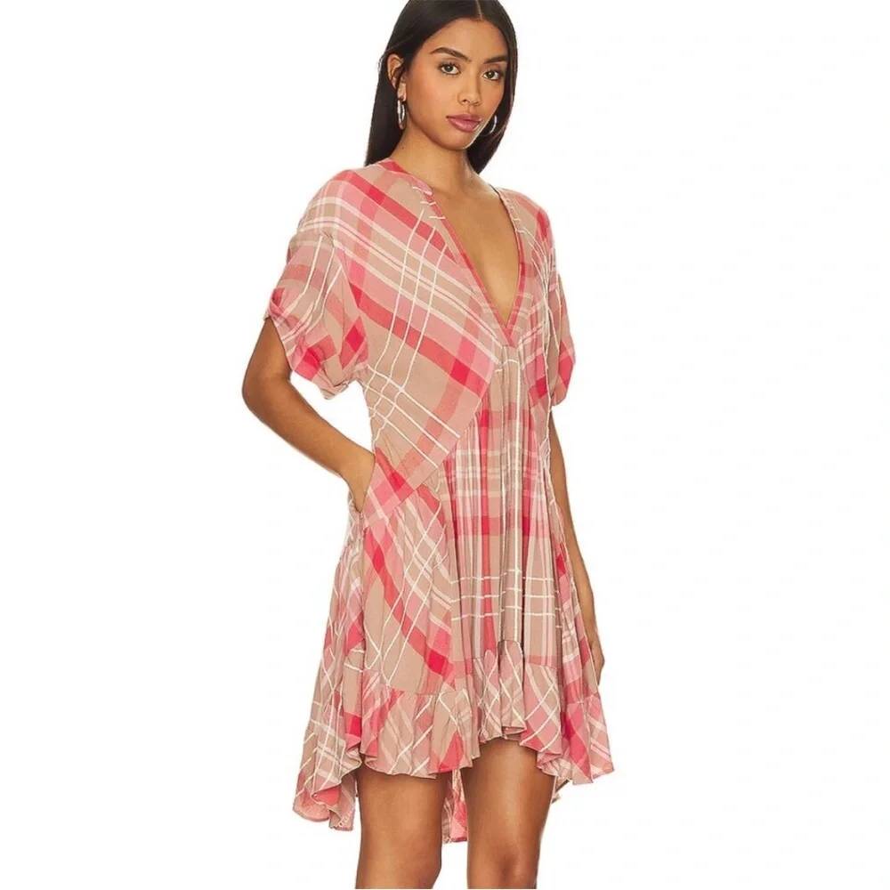 Free‎ People Agnes Plaid Mini in Ballet Combo